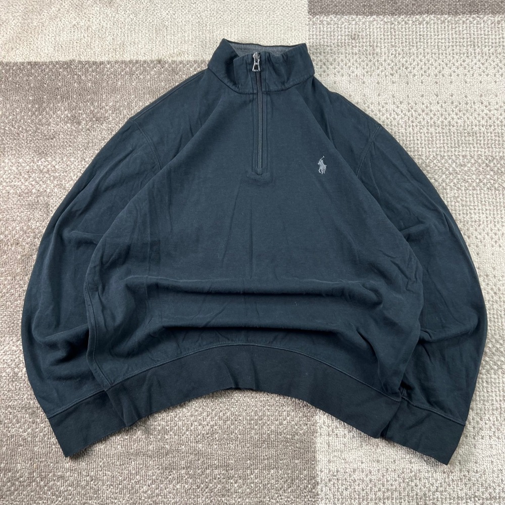 Polo Ralph Lauren Mens Performance Black Quarter Zip Pullover Sweatshirt Pony M